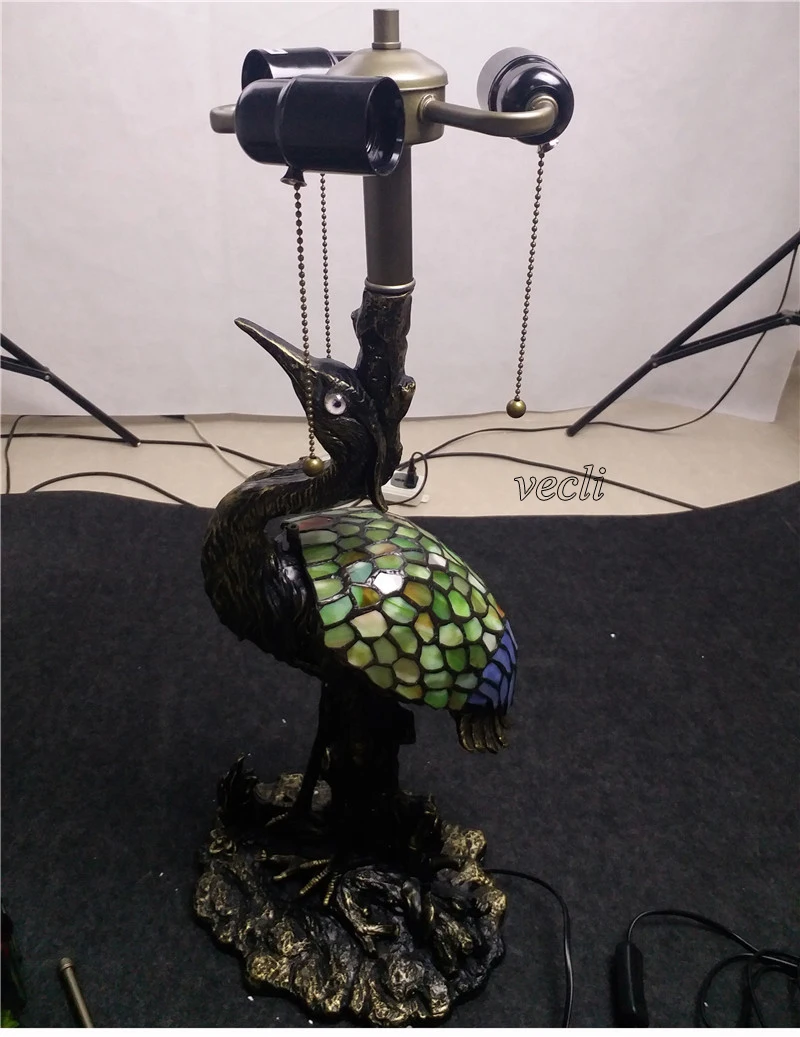 Роскошная витражная птица Tiffanylamp, высокий Настольный светильник, художественный декор, для гостиной, офиса, барной стойки, отеля, кафе, декоративная лампа