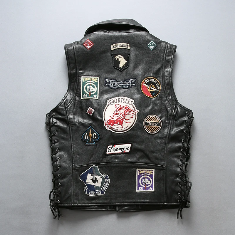 2021 черный мужской облегающий мотоциклетный кожаный жилет размера плюс XXXXL из