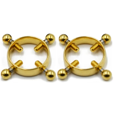 Gold Showlove-1 пара хирургических стальных поддельных пирсингов искусственный ниппель щит ниппель кольцо пирсинг ювелирные изделия сексуальные можно регулировать - Окраска металла: Gold