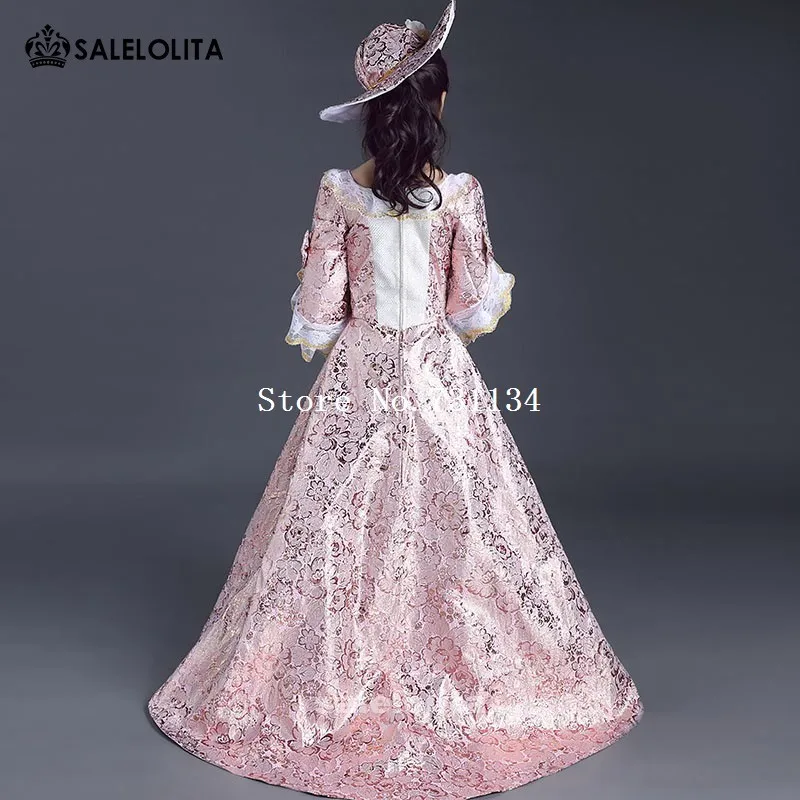 2019 уникальные розово красные цветочные кружевные Детские платья эпохи