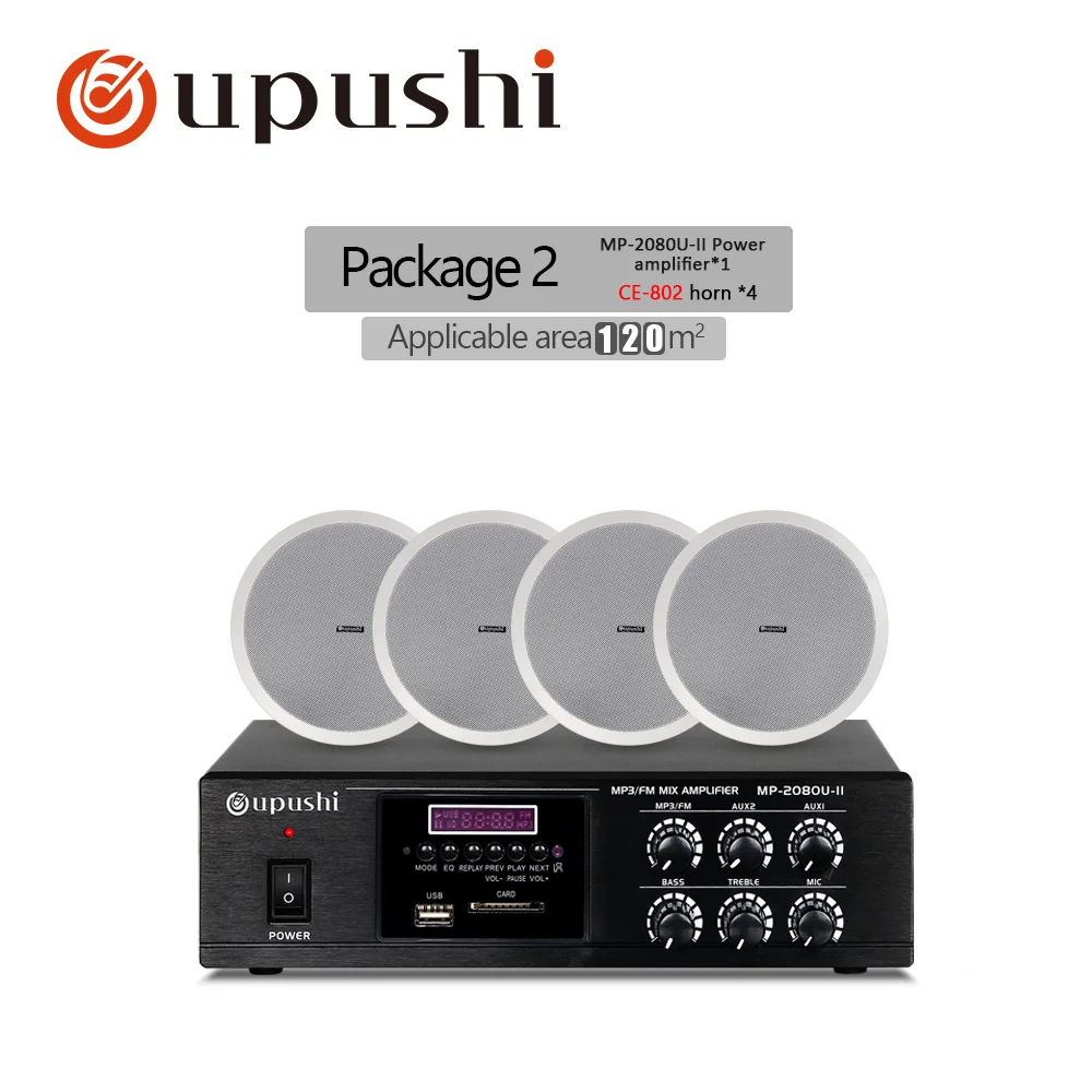 package 2 80 Вт Bluetooth pa Усилитель подключения 10 Вт в потолочной акустической системе общего адреса с bluetooth, USB, SD crad, пульт дистанционного управления - Цвет: package 2