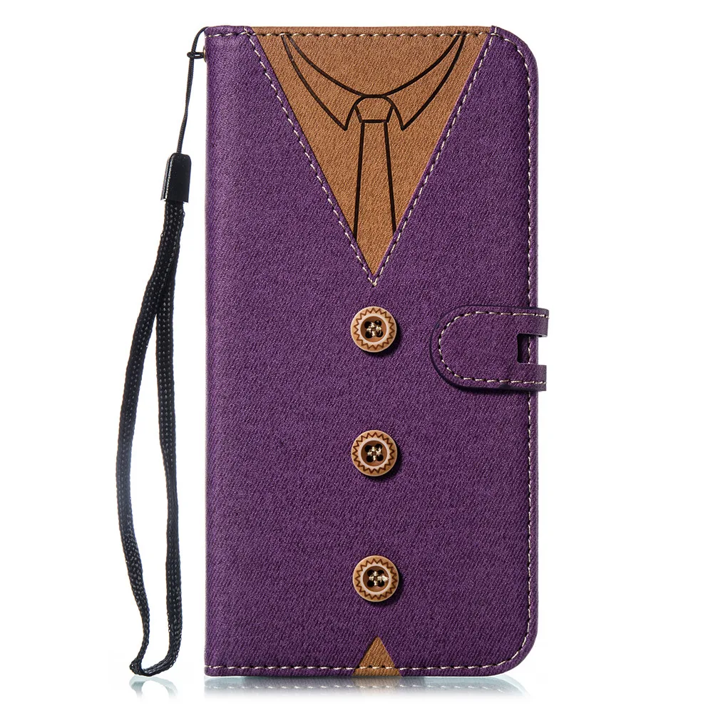 Purple Necktie Стильная перекидная книжка чехол для телефона для samsung Galaxy A3 A5 A6 A8 A7 A9 S8 S9 S10 Lite Plus с галстук-бабочка с карманом для карт - Цвет: Purple Necktie