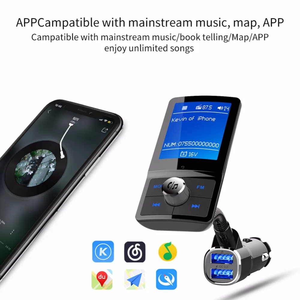 JINSERTA Автомобильный mp3 плеер Bluetooth fm-передатчик QC3.0 автомобильное зарядное устройство Беспроводная гарнитура поддержка USB флэш TF карта воспроизведения музыки