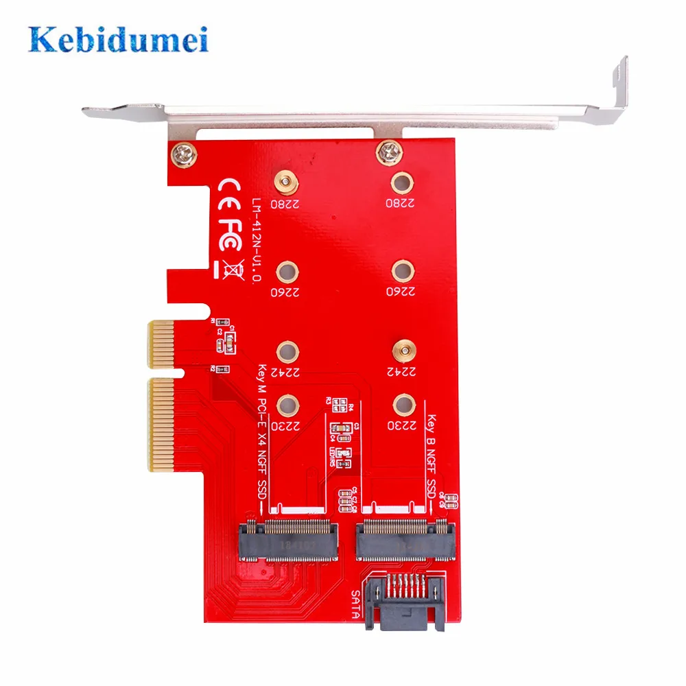 Kebidumei поддержка PCI Express 3 0 2230 2242 2260 2280 размер M2 NGFF к PCIE X4 адаптер M ключ и B Ключ SATA