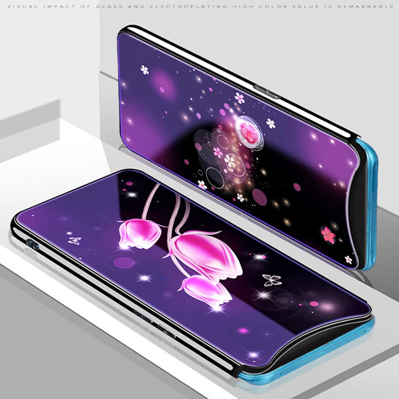 2PCS For OPPO Find X case cover fashion cartoon blue Tempered Glass back FindX phone cases fundas | Мобильные телефоны и