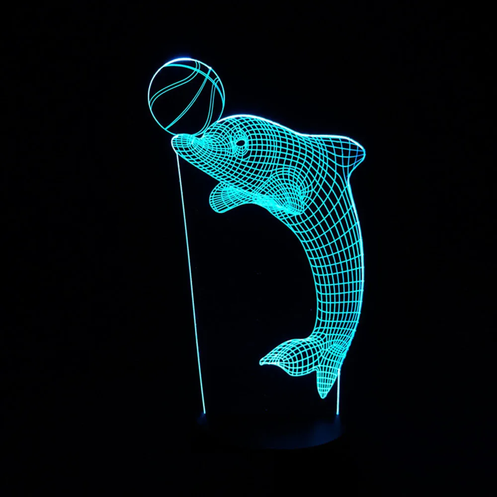 

Foreign Trade Led Touch 3d Lamp Seven color Dolphin Table Desk Lamp Dolphin Penalty Gradual Change Table Lamp Lighting