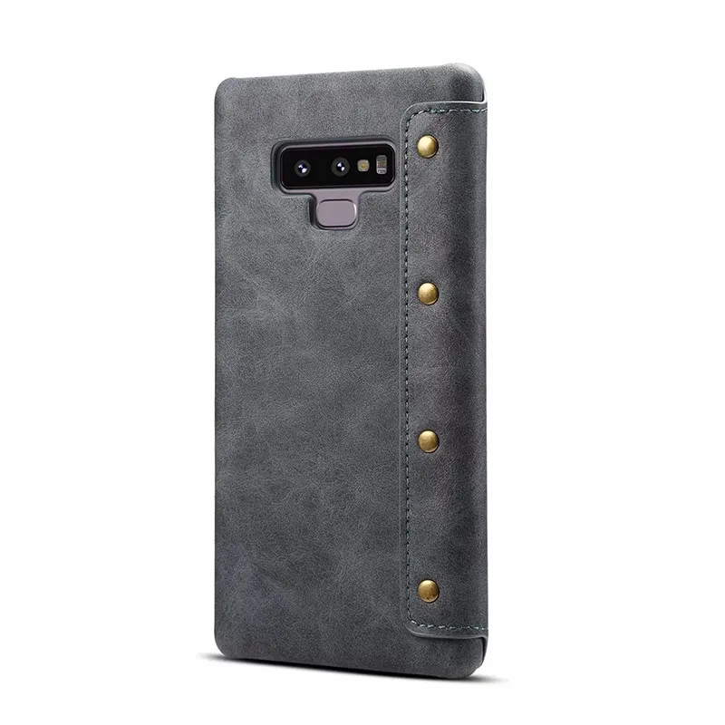 Магнитная Флип кожаный чехол для samsung Galaxy Note9 Ретро Кожа Стенд Бумажник слот карты