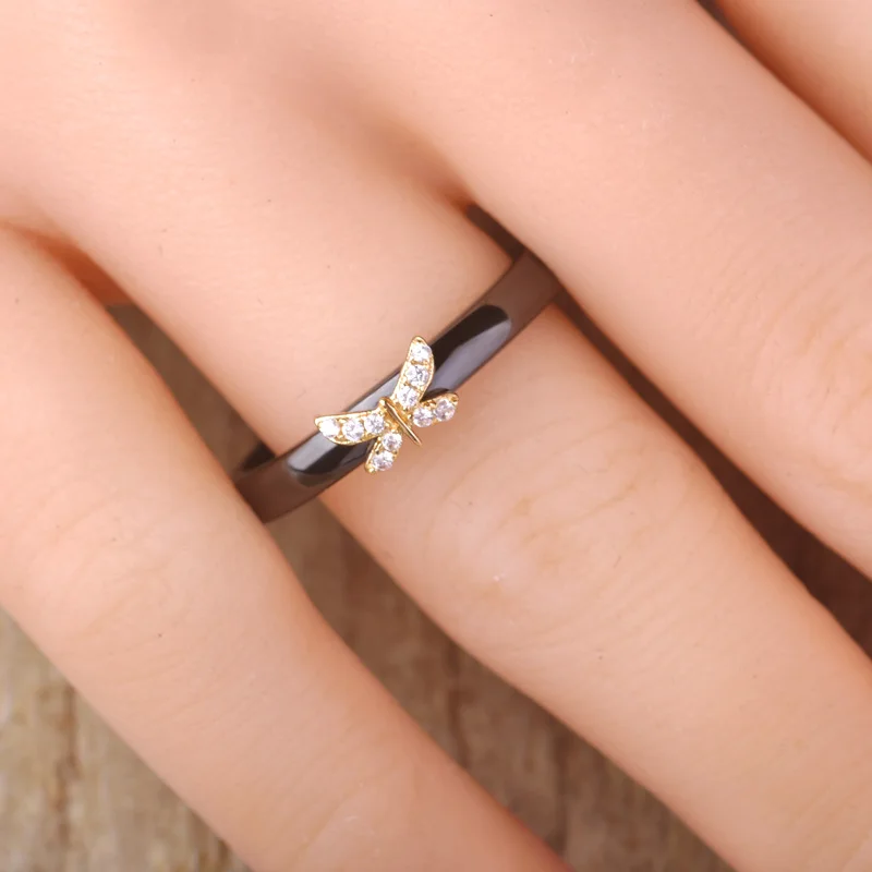 Роскошные Черные Керамические Серьги и Кольцо Набор Для Женщин Кубического