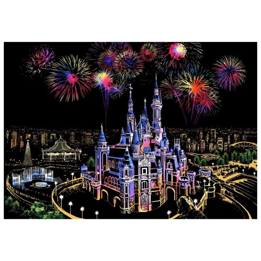 Ночной вид DIY ручной работы ночного города нарисованная картина книга + скребок