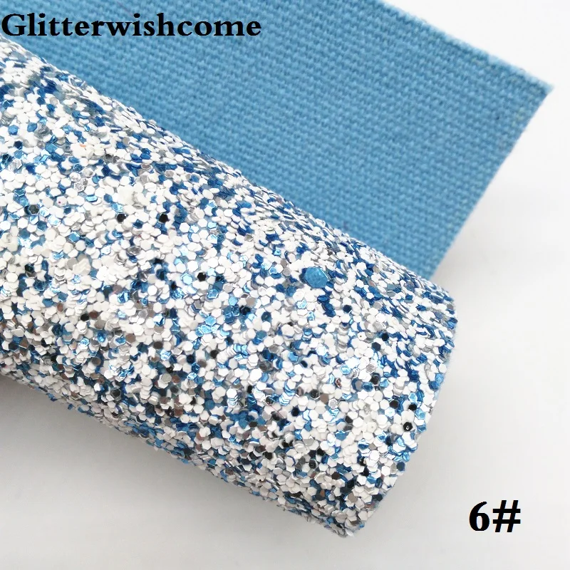 6 Glitterwishcome 21X29 см А4 Размер синтетическая кожа, Цвет Соответствующие подложке, толстый блеск кожа винил для луков, GM029A - Цвет: 6