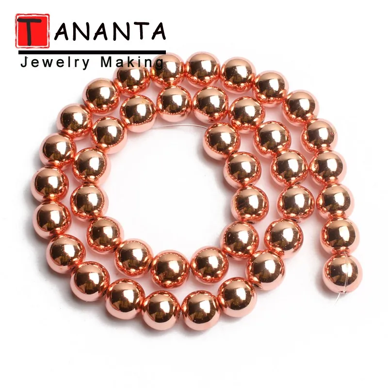 Rose Gold Round Бусины из натурального камня граненые матовые розовые золотые черные гематитовые Круглые бусины для самостоятельного изготовления ювелирных изделий браслет ожерелье 4 6 8 10 мм 15'' - Цвет: Rose Gold Round