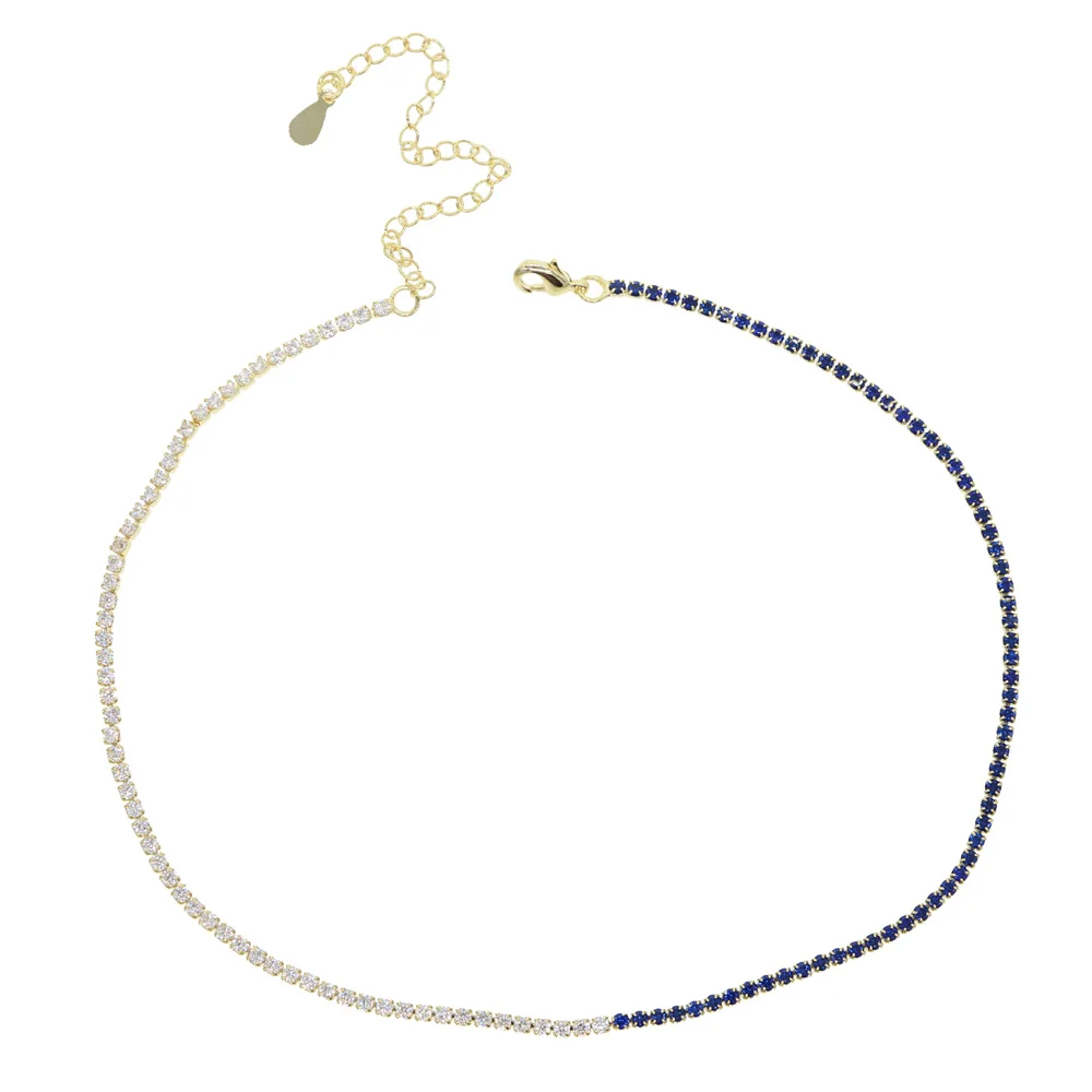 Летнее очаровательное золотое ожерелье чокер с радужным белым фианитом