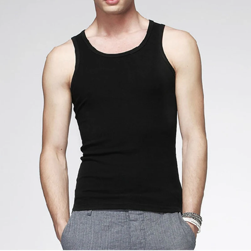 

2019 Men's Gym clothing Casual O-neck Tank Top Modal Vest White Black Singlet Sleeveless Men Tank Tops Tee Shirt Home Free Ship