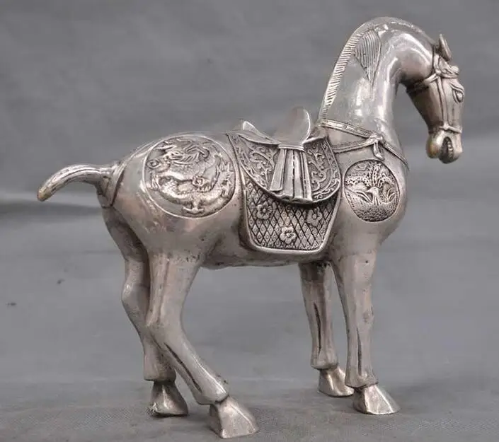 9 &quotСтарый китайский фэншуй серебряный дракон феникс птица успех Зодиак Лошадь