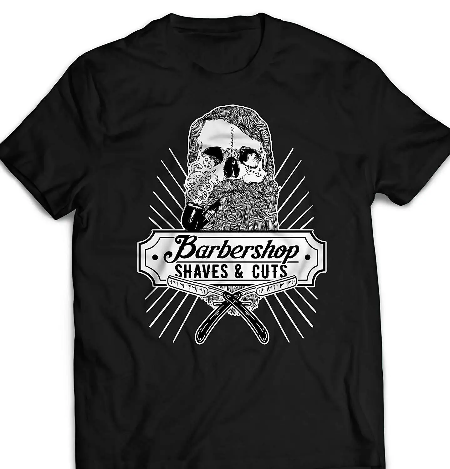 Babershop Парикмахерская футболка с черепом крыльями и вырезами подарок для хипстера