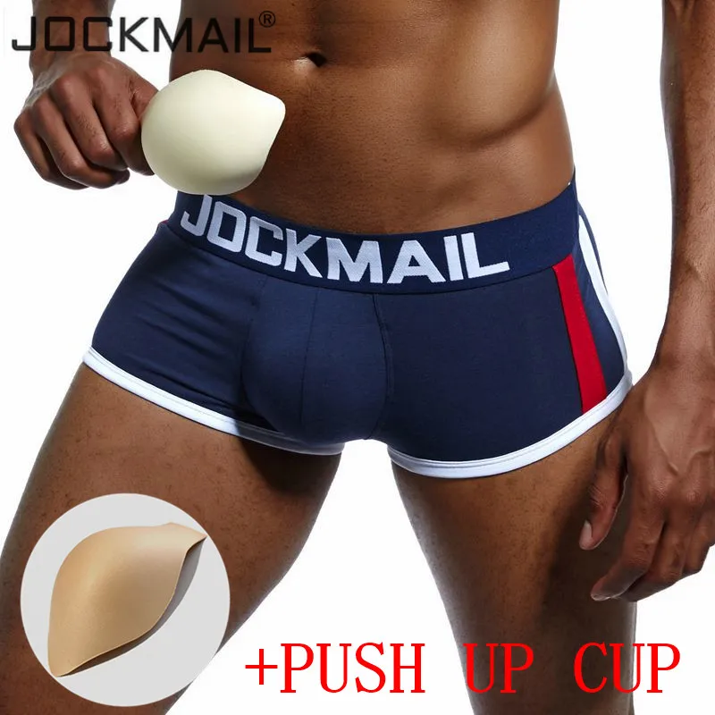 JOCKMAIL brand mens underwear boxers Trunks sexy Push up cup bulge enhancing gay underwear men boxer shorts Enlarge Underpants
