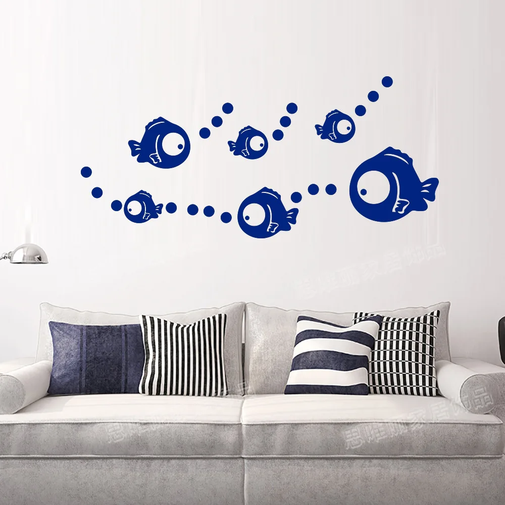 DIY Happy Fish наклейки на стену для детской комнаты мультфильм детский сад детская