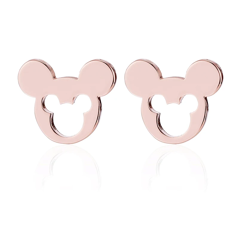 Rose Gold-3 Cuteeco Новая Мода Микки Нержавеющая сталь серьги-гвоздики золотые, розовые серьги/золото/серебро/черный Цвет женские серьги ювелирные украшения - Окраска металла: Rose Gold-3