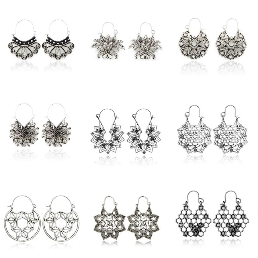 Docona марочные висячие серьги в виде цветка античного золота с Сотами для женщин и