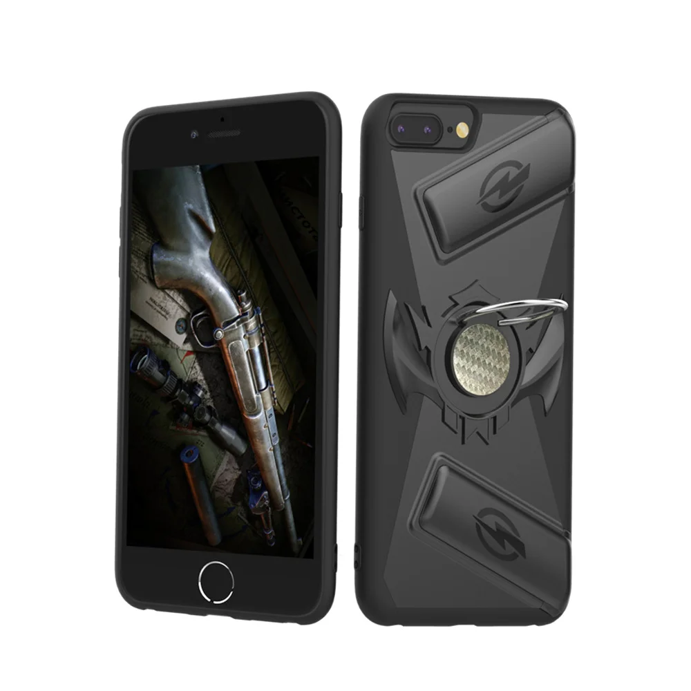 Armor Cover For iPhone X Gamepad Trigger with Bracket 7 8 Plus 6 6s Magnetic Car Ring Holder Gaming Case Half Wrapped |