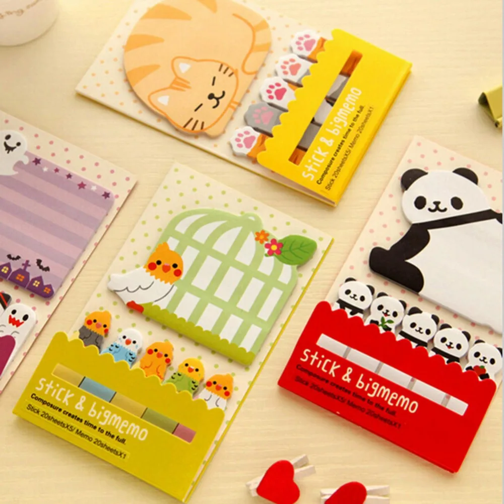 Fridge Writing Cute Cartoon Panda Post-it notes Sticker Post It Bookmark Memo Marker Point Flags Sticky Notes label Decoration | Дом и сад