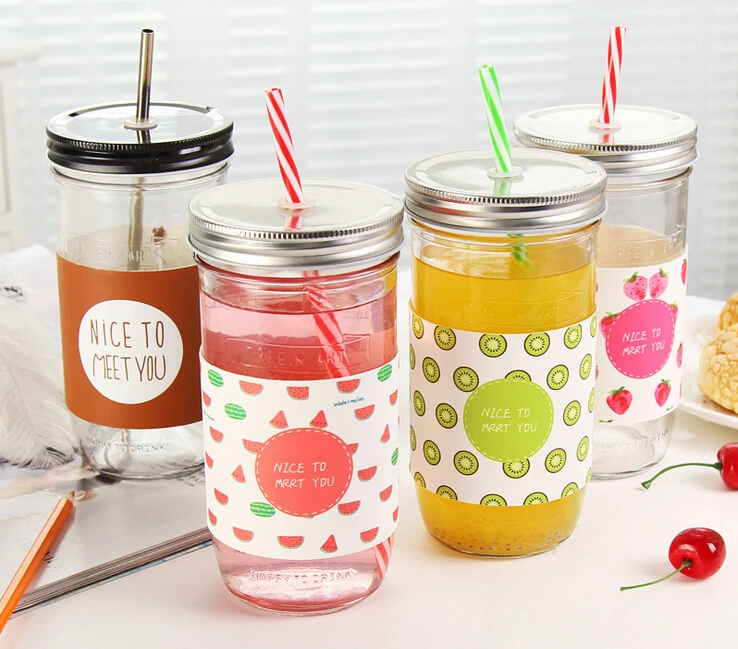 2018 Стекло чашки Творческий петух чашка с крышкой соломы корейский стиль молоко