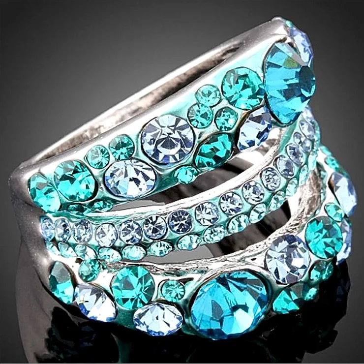 Модные Блестящие Обручальные кольца с кристаллами для женщин романтическое