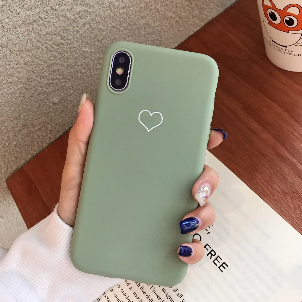 Lover Heart Painted Case for iPhone XS Max Couple For 6s 7 8 Plus Cute Candy Colors X XR Luxury Red Cover |