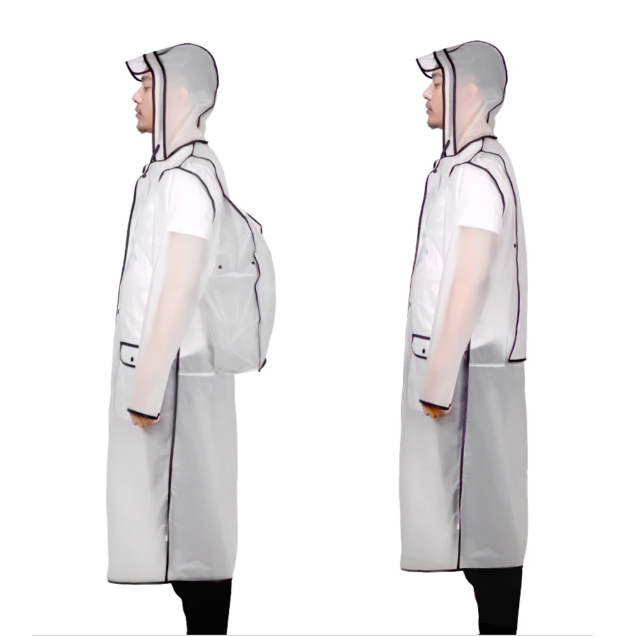 

Ladies Women men Plastic Thick backpack Raincoat Rainwear Long Poncho Waterproof Hiking Tour Hooded Schoolbag Rain Jacket