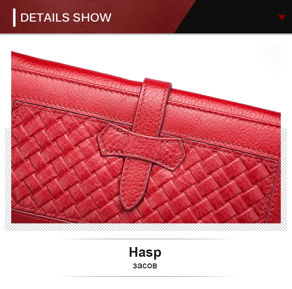 KAVIS Genuine Leather Women Wallet Female Coin Purse Long Clutch Bag Handy Zipper for Girls Walet Portomonee Clamp Purse
