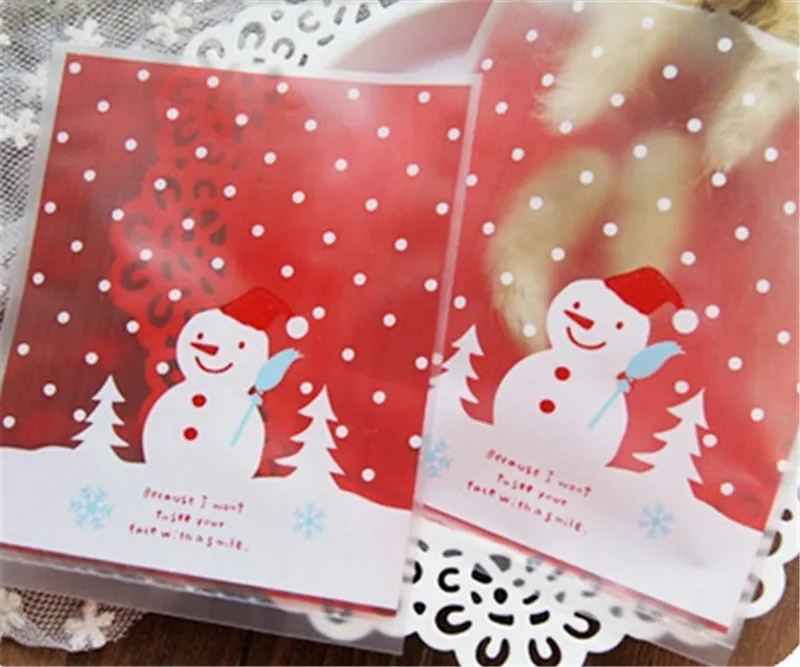 Santa Claus Cookie Candy Bag Packaging Self-adhesive Bags Biscuits Snack Baking Package Christmas Decor 100pcs 10*10cm 5zHH211 | Дом и сад