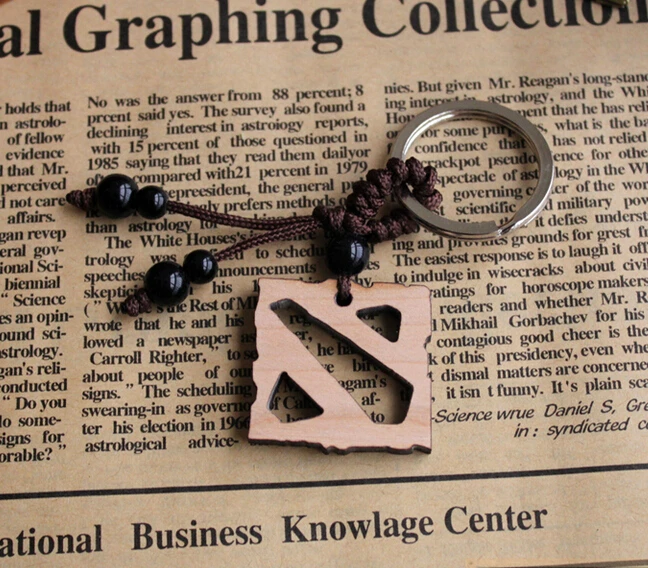 DOTA2 игра вокруг Черного/красного дерева глазурь подвесной брелок с логотипом