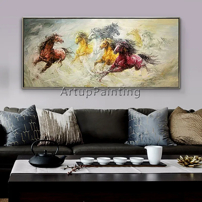 Лошадь абстрактная картина с животным Акриловая caudros decoracion палитра нож стены