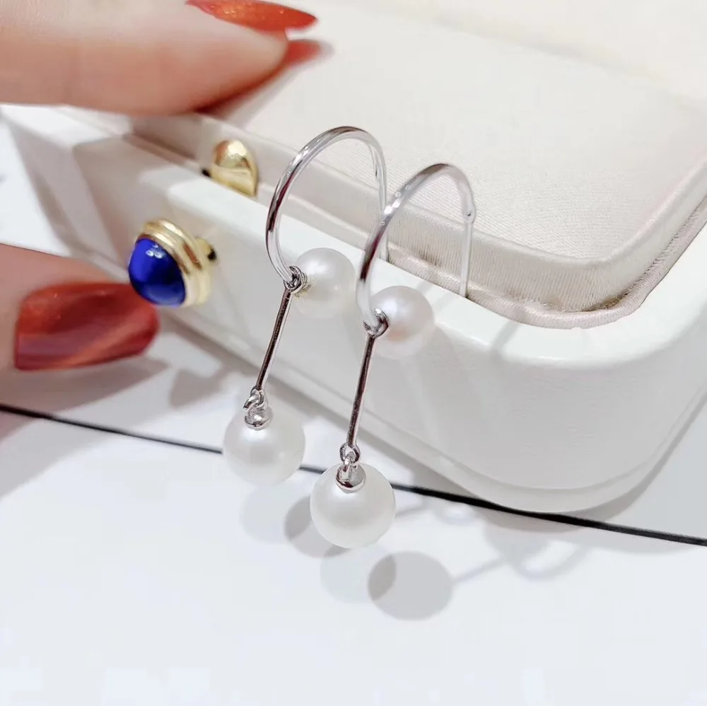 

925 Sterling Silver Pearl Party Earrings Findings and Component Jewelry Parts Fittings for Pearls Coral Jade Agate Beads Stones