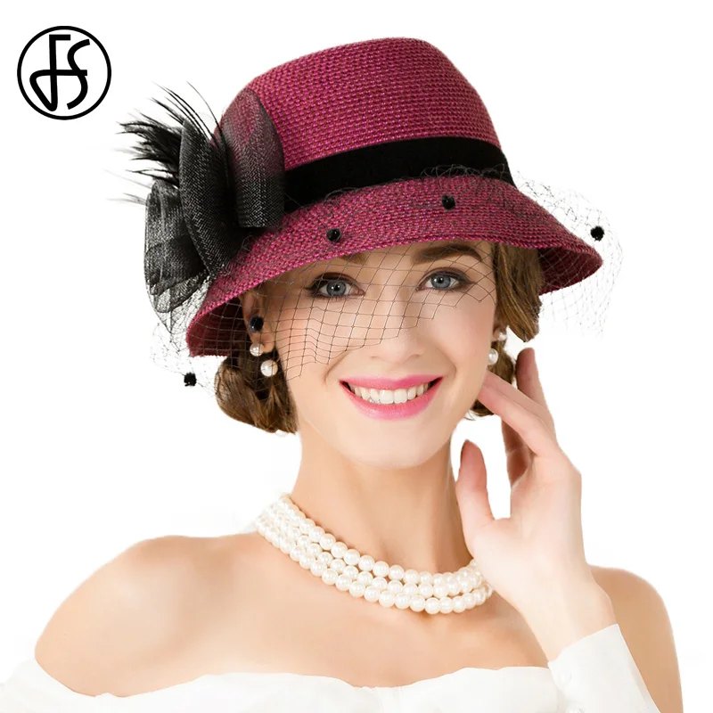 Женская Соломенная шляпка FS Шляпка-Колокол из фетра с короткими полями и