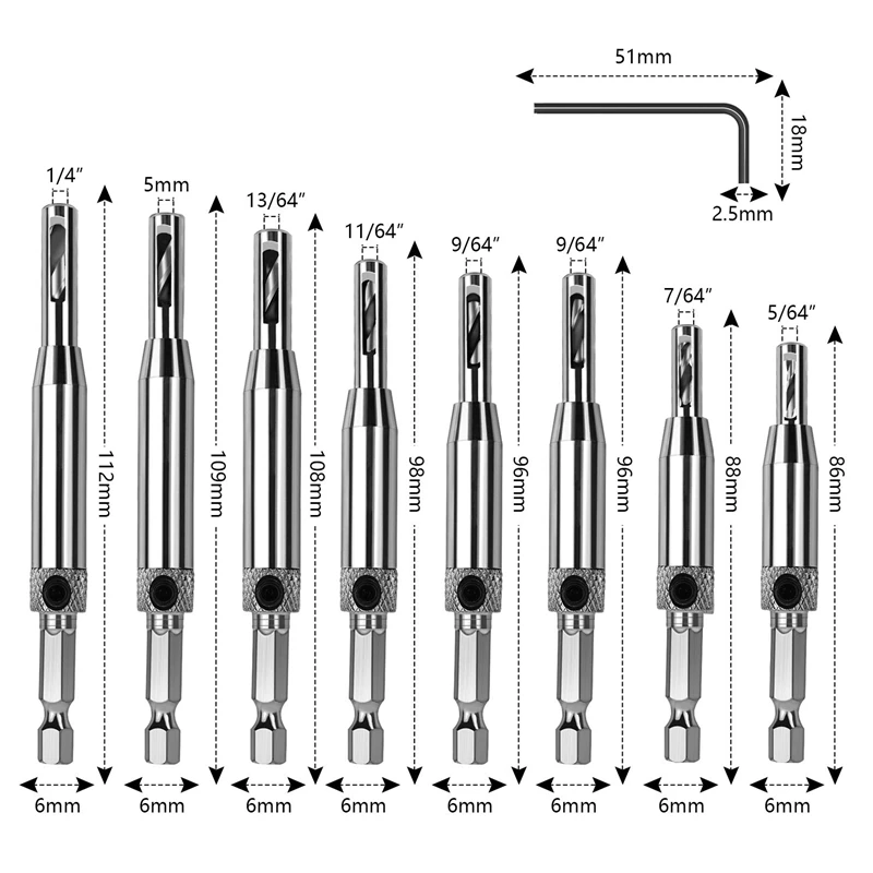 Self-Centering Hinge Tapping Drill Bit Kit For Woodworking Center Kit(16 Pcs) Adjustable Door And Window With 1 He | Инструменты