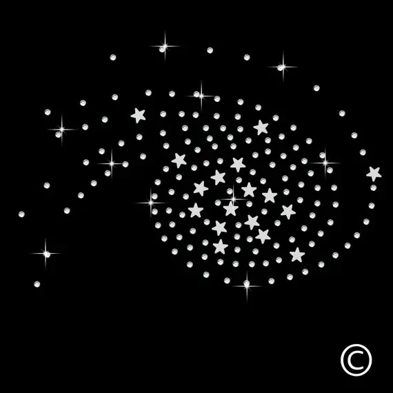 

2pc/lot Swirl Star Spray Iron On Rhinestone Transfer designs iron on transfer hot fix rhinestone motif designs patches for shirt