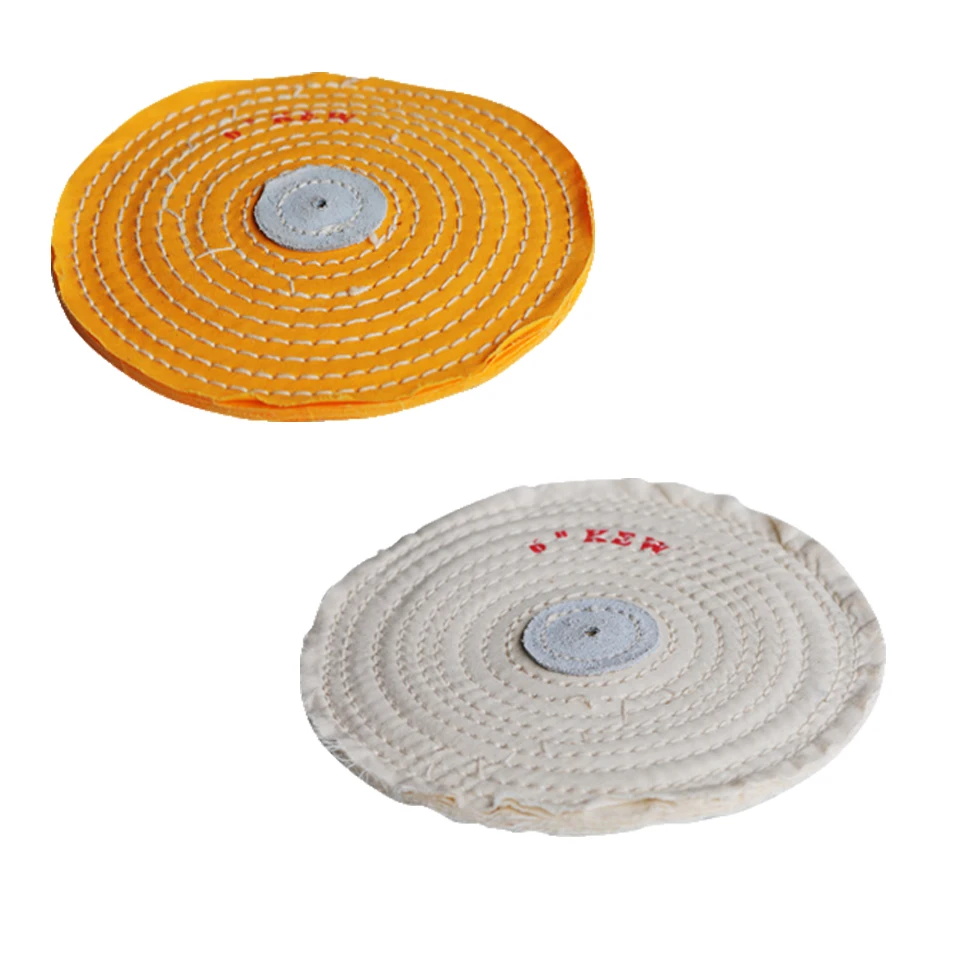 

2pcs White and yellow Razor Edge Buff 6" dia Cotton Buff wheel knife Edge for polishing tools abrasive tools