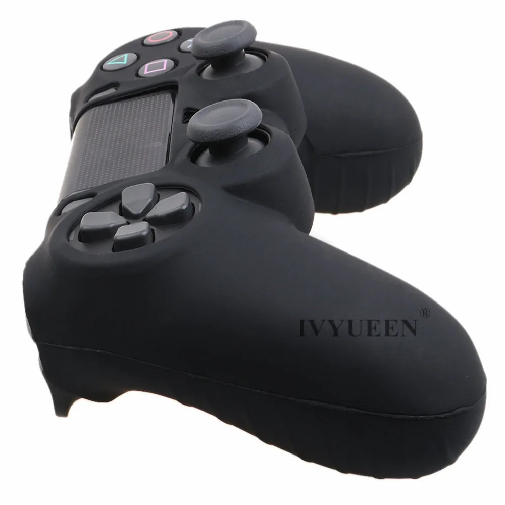 Мягкий силиконовый резиновый чехол IVYUEEN для sony playstation Dualshock 4 PS4 DS4 Pro, тонкий контроллер, кожный чехол+ 2 ручки для большого пальца