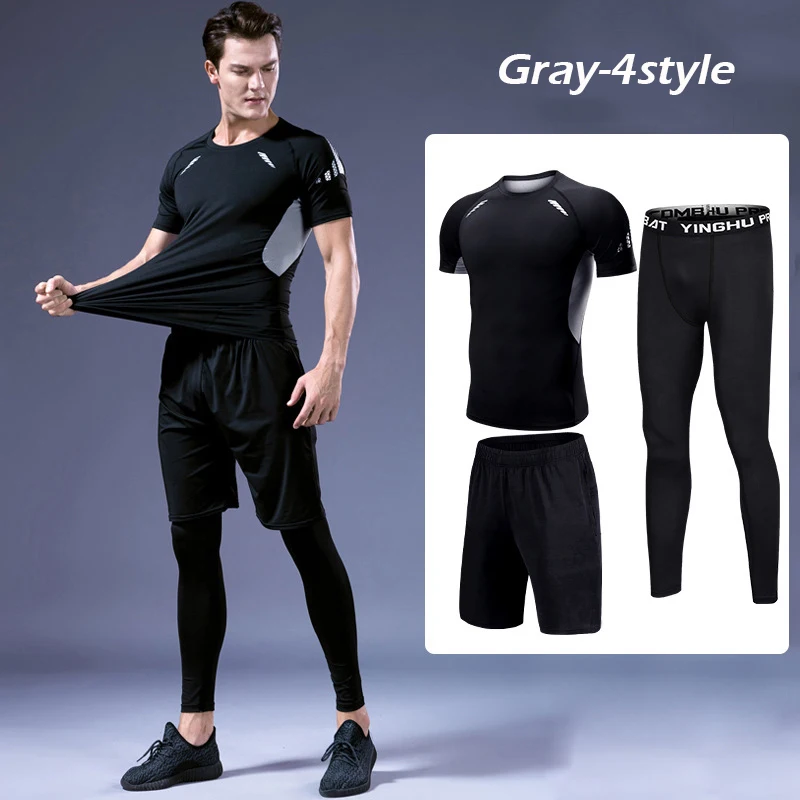 4style Мужские спортивные костюмы весна лето быстросохнущие комплекты одежды спортивный костюм для бега тренировки Спорт Фитнес спортивные костюмы наборы для бега - Цвет: 4style