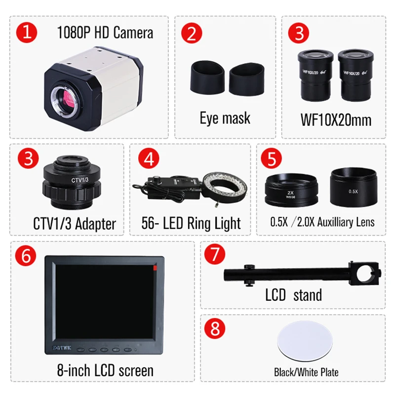 Zoom 3 5 90x 8-дюймовый LCD Большой верстак HD Тринокулярный Стерео микроскоп цифровая