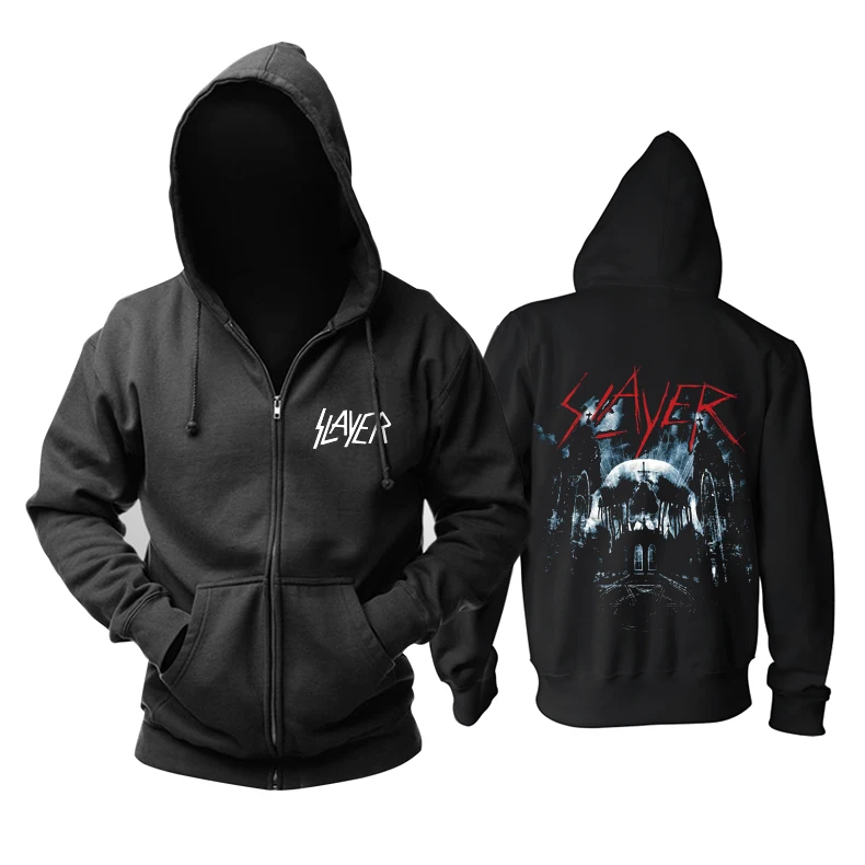 9 Designs Slayer Nice Soft Warm Rock Hoodies Shell Jacket Punk Thrash Metal Zipper Sweatshirt Fleece Sudadera Skull Bone Casual