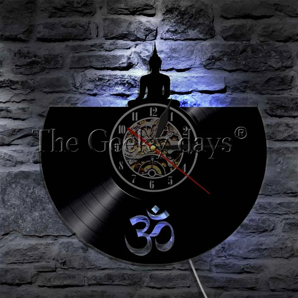  Buddha LED Wall Art Meditating Vinyl Clock Retro Unique Music Record Display Sign | Дом и сад
