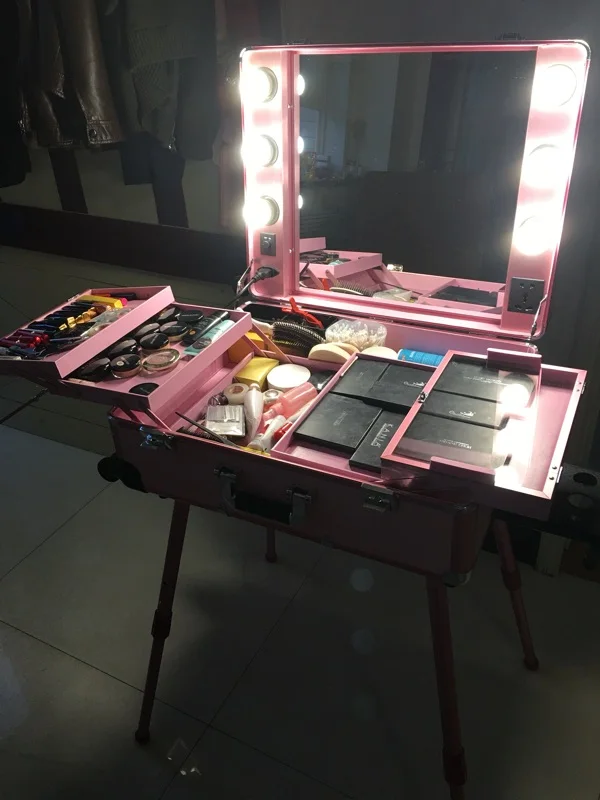 Вращающийся студийный косметический чехол для макияжа с светильник почкой