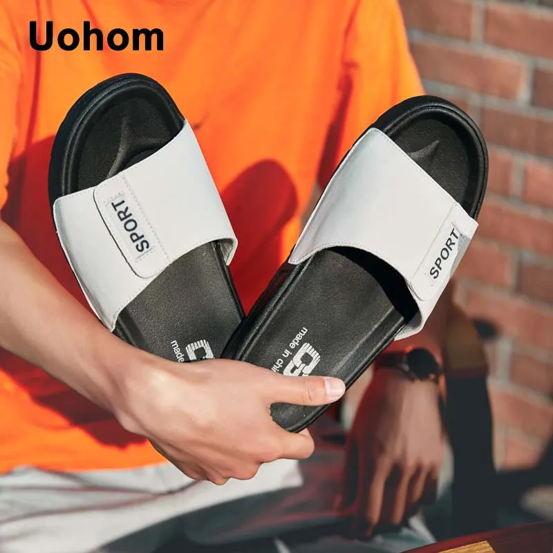 Uohom 2018 повседневные Брендовые мужские тапочки летние дышащие из искусственной
