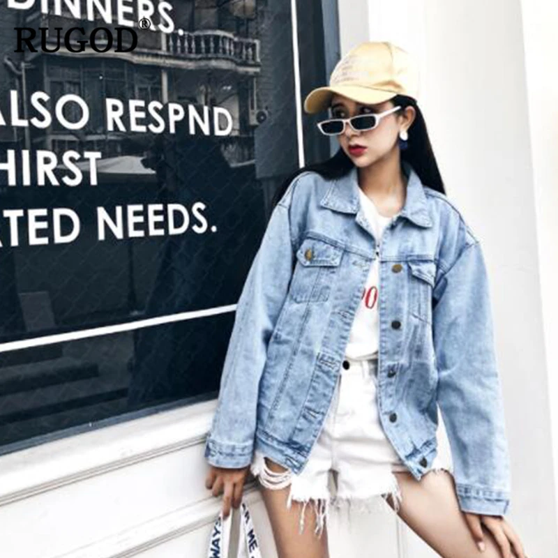 

RUGOD 2019 Vintage Fashion Female Hole Jacket Coat Casual Turn-down Collar Single Breasted Cartoon Appliques Coat For Women