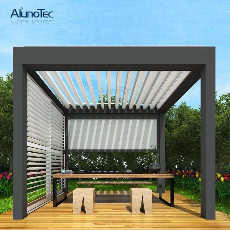 Электрическая алюминиевая беседка Pergola открывающая Лувр кровельные системы 4 м x 3 м x 3 м
