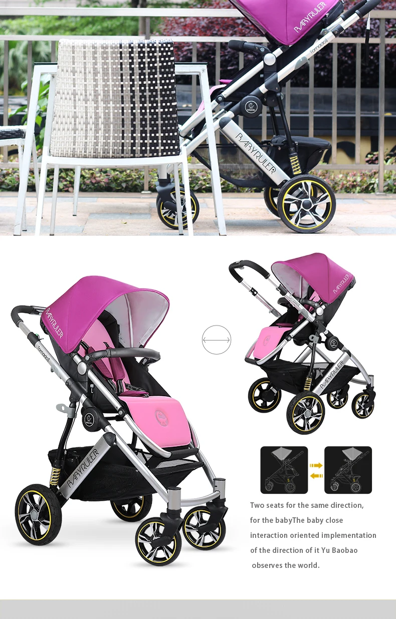 Babyruler/детская коляска 3 в 1 с высоким пейзажем, алюминиевая Роскошная складная детская коляска для новорожденных, kinderwgen bebek arabasi