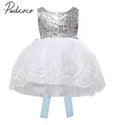 Кружевное Цветочное платье принцессы, праздничные платья на Рождество, бальное платье с блестками для малышей, 2018