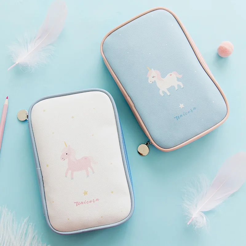 Милый Единорог креативный пенал для карандашей PU кожаный Портативный